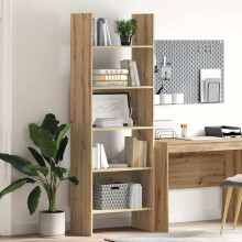 Berkfield Book Cabinet Artisan Oak 60 x 35 x 180 cm Engineered Wood