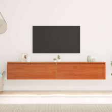 Berkfield Wall Cabinet with Shelf Wall-mounted Wax Brown Solid Pine Wood