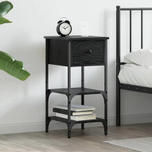 Berkfield Bedside Cabinet Black Oak 33.5 x 36 x 70 cm Engineered Wood