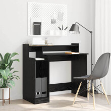 Berkfield Desk with Shelf Black Oak 97 x 45 x 90 cm Engineered Wood