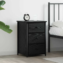 Berkfield Bedside Cabinet Black Oak 40 x 36 x 60 cm Solid Reclaim Wood