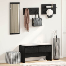 Berkfield Hallway Furniture Set 4 pcs Black Oak Engineered Wood