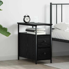 Berkfield Bedside Cabinet Black oak 30 x 60 x 60 cm Engineered wood