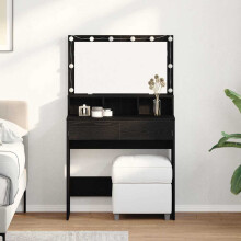 Berkfield Dressing Table Black Oak 80 x 41 x 134.5 cm Engineered Wood
