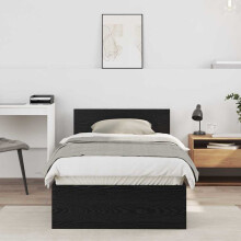 Berkfield Bed Frame with Headboard Black Oak 90 x 200 cm Engineered Wood