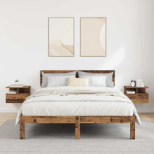 Berkfield Floating Nightstand with Drawer 2 pcs Old Wood 40 x 31 x 28 cm