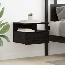 Berkfield Floating Nightstand Black Oak 40 x 31 x 28 cm Engineered Wood