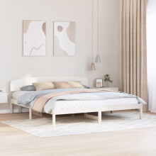 Berkfield Bed Frame with Headboard White 200 x 200 cm Solid Pine Wood