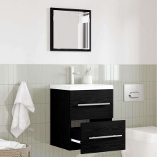 Berkfield Bathroom Furniture Set with Drawer Black 41 x 38.5 x 48 cm