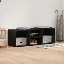 Berkfield Shoe Bench Black Oak 102 x 35 x 35 cm Engineered Wood