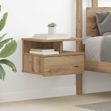 Berkfield Floating Nightstand Artisan Oak 40 x 31 x 28 cm Engineered Wood
