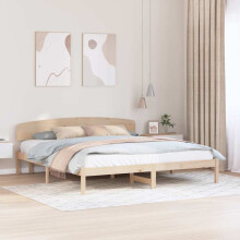 Berkfield Bed Frame with Headboard Natural 180 x 200 cm Solid Pine Wood
