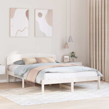 Berkfield Bed Frame with Headboard White 140 x 200 cm Solid Pine Wood