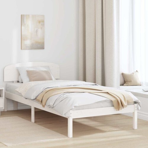 Berkfield Bed Frame with Headboard White 90 x 190 cm Solid Pine Wood