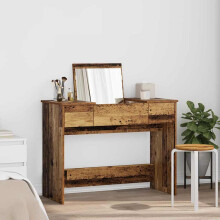 Berkfield Cosmetic Table with Drawer with Mirror Old Wood 100 x 45 x76 cm