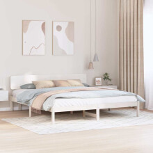 Berkfield Bed Frame with Headboard White 180 x 200 cm Solid Pine Wood