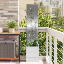 Berkfield Garden Privacy Screen Floral Sliver 32 x 140 cm Stainless steel