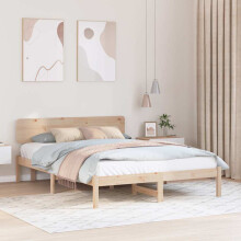 Berkfield Bed Frame with Headboard Natural 150 x 200 cm Solid Pine Wood