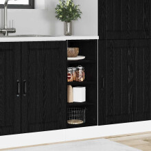 Berkfield Kitchen Base Cabinet with Shelf Black oak 30 x 44.5 x 81.5 cm