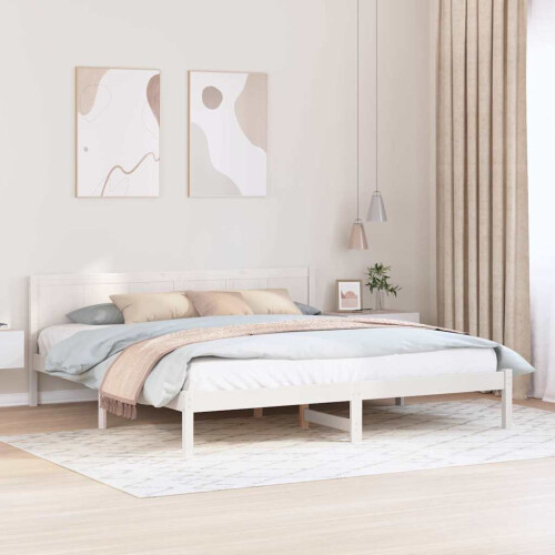 Berkfield Bed Frame White 180 x 200 cm Solid Pine wood