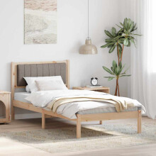 Berkfield Bed Frame with Upholstered Headboard Taupe 90 x 190 cm