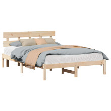 Berkfield Bed Frame with Headboard Brown 150 x 200 cm Solid Pine wood