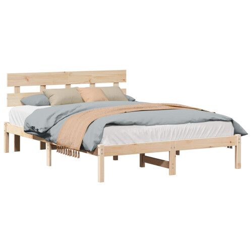 Berkfield Bed Frame with Headboard Brown 150 x 200 cm Solid Pine wood