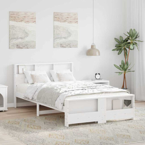 Berkfield Bed Frame with Headboard White 120 x 190 cm Engineered Wood