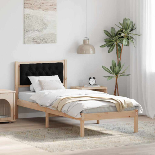 Berkfield Bed Frame with Headboard Black 90 x 190 cm Solid Pine Wood
