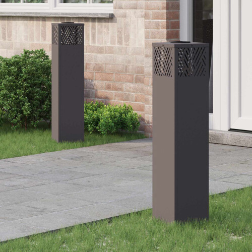 Berkfield Solar LED Pathway Light 2 pcs Black Cold Rolled Steel