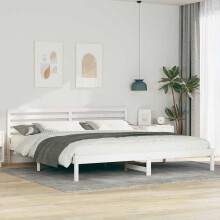 Berkfield Bed Frame with Headboard White 180 x 220 cm Solid Pine Wood