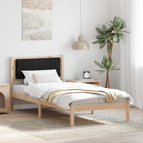 Berkfield Bed Frame with Upholstered Headboard Black 90 x 190 cm