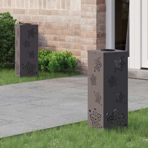Berkfield Solar LED Pathway Light 2 pcs Black Cold Rolled Steel
