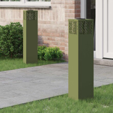 Berkfield Solar LED Pathway Light 2 pcs Olive Green Cold Rolled Steel