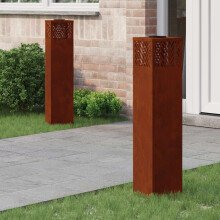Berkfield Solar LED Pathway Light 2 pcs Bronze Weathering Steel