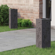 Berkfield Solar LED Pathway Light 2 pcs Black Cold Rolled Steel