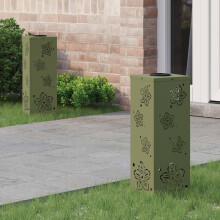 Berkfield Solar LED Pathway Light 2 pcs Olive Green Cold Rolled Steel