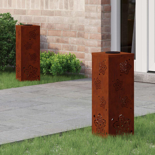 Berkfield Solar LED Pathway Light 2 pcs Rusty Weathering Steel