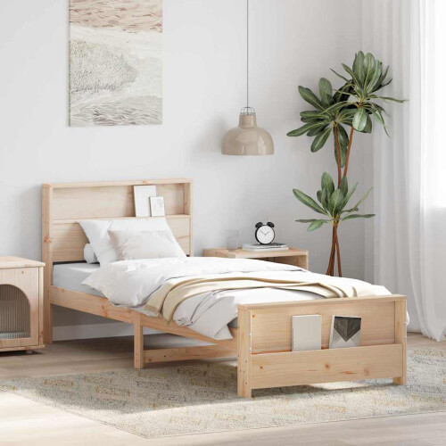 Berkfield Bed Frame with Headboard Brown 75 x 190 cm Engineered Wood