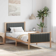 Berkfield Bed frame Brown and dark grey 90 x 200 cm Solid pine wood