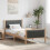 Berkfield Bed frame Brown and dark grey 90 x 200 cm Solid pine wood 1