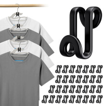 Black Closet Space Saving Hanger Connector Hooks 100 Pack Heavy Duty Clothes Hanger Extender Clips