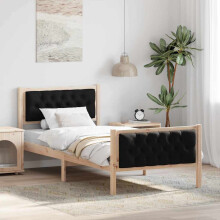 Berkfield Bed Frame with Headboard Black 90 x 200 cm Solid Pine Wood
