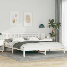 Berkfield Bed Frame with Headboard White 180 x 200 cm Solid Pine Wood