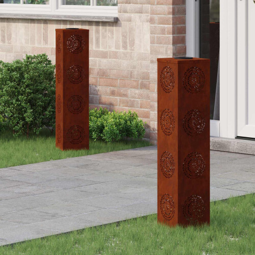 Berkfield Solar LED Pathway Light 2 pcs Rusty Weathering Steel