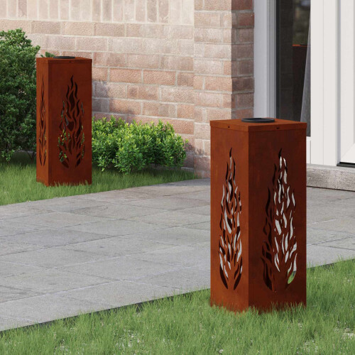 Berkfield Solar LED Pathway Light 2 pcs Bronze Weathering Steel