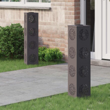 Berkfield Solar LED Pathway Light 2 pcs Black Cold Rolled Steel