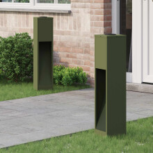 Berkfield Solar Led Pathway Light 2 pcs Olive Green Cold Rolled Steel