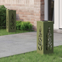 Berkfield Solar LED Pathway Light 2 pcs Olive Green Cold Rolled Steel