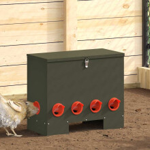 Berkfield Chicken Feeder 2 pcs Olive Green 60.5 x 29 x 51 cm